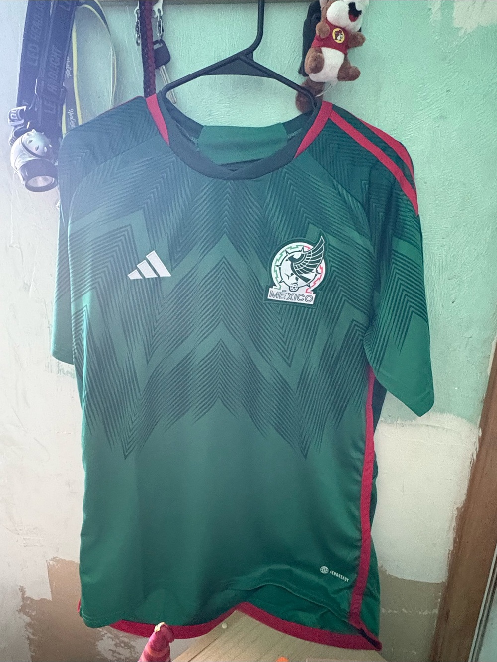 adidas Green Mexico Soccer Jersey with Red Accents